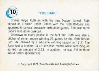 1977 Tom Daniels Burleigh Grimes #10 Burleigh Grimes / Babe Ruth Back