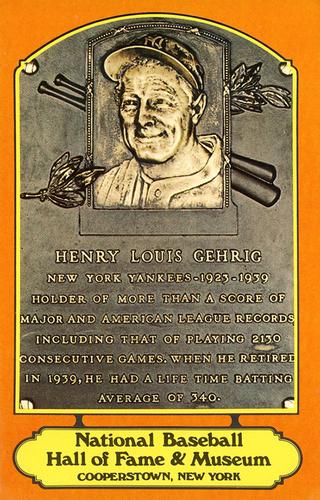 1978 Dexter Press Hall of Fame Postcards #NNO Lou Gehrig Front