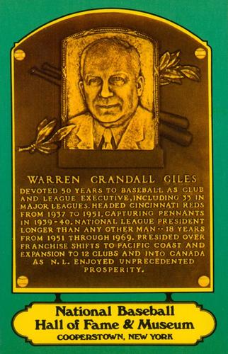1978 Dexter Press Hall of Fame Postcards #NNO Warren Giles Front
