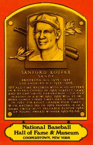 1978 Dexter Press Hall of Fame Postcards #NNO Sandy Koufax Front