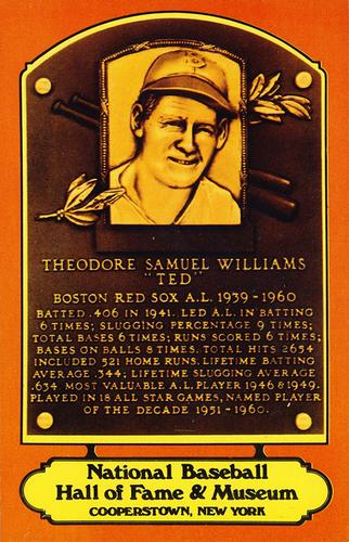 1978 Dexter Press Hall of Fame Postcards #NNO Ted Williams Front