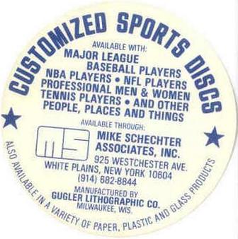 1977 MSA Customized Sports Discs #NNO Johnny Bench Back