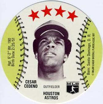 1977 MSA Customized Sports Discs #NNO Cesar Cedeno Front