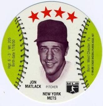 1977 MSA Customized Sports Discs #NNO Jon Matlack Front