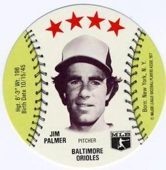 1977 MSA Customized Sports Discs #NNO Jim Palmer Front