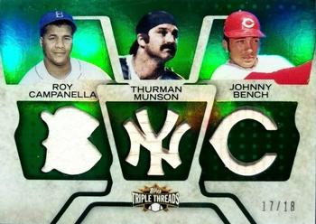 2008 Topps Triple Threads - Relics Combos Emerald #TTRC-103 Roy Campanella / Thurman Munson / Johnny Bench Front