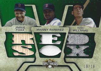 2008 Topps Triple Threads - Relics Combos Emerald #TTRC-111 Jimmie Foxx / Manny Ramirez / Ted Williams Front