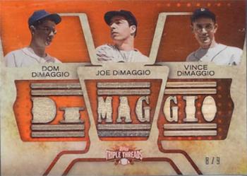 2008 Topps Triple Threads - Relics Combos Gold #TTRC-29 Vince DiMaggio / Joe DiMaggio / Dom DiMaggio Front