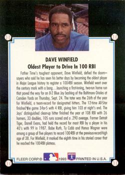 1993 Fleer - Golden Moments (Series One) #NNO Dave Winfield  Back