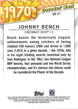 2020 Topps - Decades' Best Green (Series Two) #DB-41 Johnny Bench Back