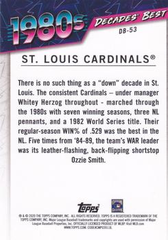 2020 Topps - Decades' Best Green (Series Two) #DB-53 St. Louis Cardinals Back