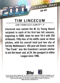 2020 Topps - Decades' Best Green (Series Two) #DB-88 Tim Lincecum Back