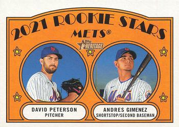 2021 Topps Heritage #5 Mets 2021 Rookie Stars (David Peterson / Andres Gimenez) Front