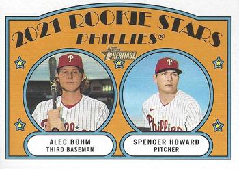 2021 Topps Heritage #11 Phillies 2021 Rookie Stars (Alec Bohm / Spencer Howard) Front