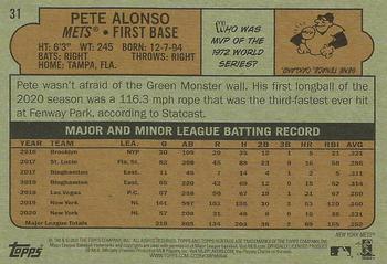 2021 Topps Heritage #31 Pete Alonso Back