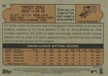 2021 Topps Heritage #84 Yandy Diaz Back