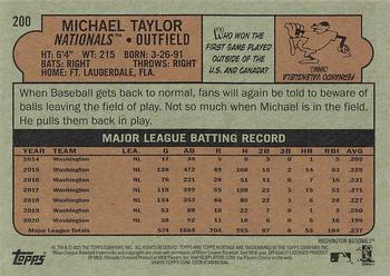 2021 Topps Heritage #200 Michael Taylor Back