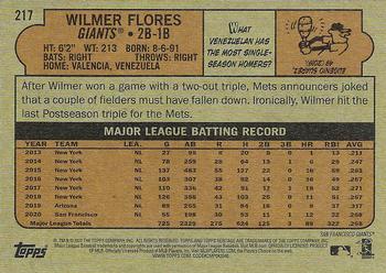 2021 Topps Heritage #217 Wilmer Flores Back
