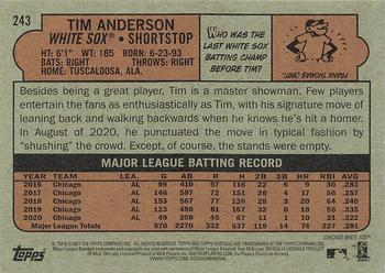 2021 Topps Heritage #243 Tim Anderson Back