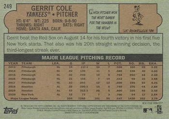 2021 Topps Heritage #249 Gerrit Cole Back