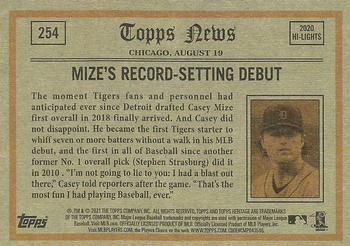2021 Topps Heritage #254 Casey Mize Back