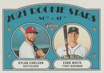 2021 Topps Heritage #295 NL/AL 2021 Rookie Stars (Dylan Carlson / Evan White) Front