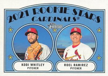 2021 Topps Heritage #303 Cardinals 2021 Rookie Stars (Kodi Whitley / Roel Ramirez) Front