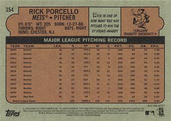 2021 Topps Heritage #354 Rick Porcello Back