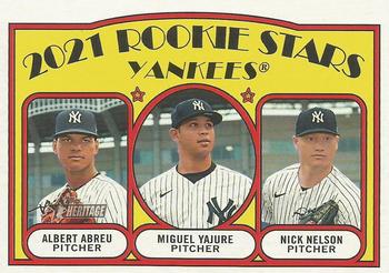 2021 Topps Heritage #363 Yankees 2021 Rookie Stars (Albert Abreu / Miguel Yajure / Nick Nelson) Front