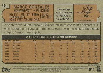 2021 Topps Heritage #384 Marco Gonzales Back