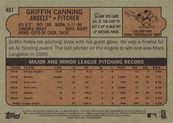 2021 Topps Heritage #401 Griffin Canning Back