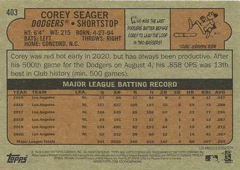 2021 Topps Heritage #403 Corey Seager Back