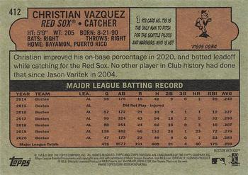2021 Topps Heritage #412 Christian Vazquez Back