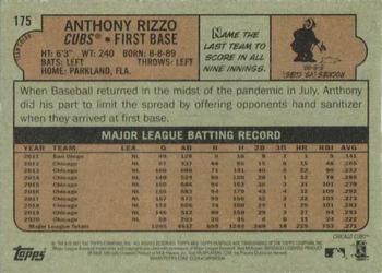 2021 Topps Heritage #175 Anthony Rizzo Back