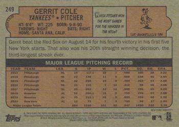 2021 Topps Heritage #249 Gerrit Cole Back