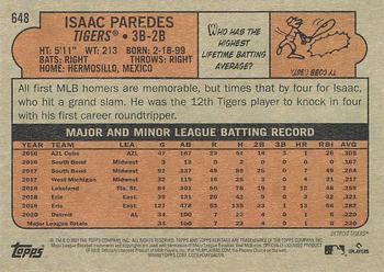 2021 Topps Heritage #648 Isaac Paredes Back