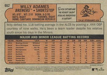 2021 Topps Heritage #662 Willy Adames Back