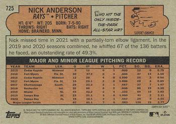 2021 Topps Heritage #725 Nick Anderson Back
