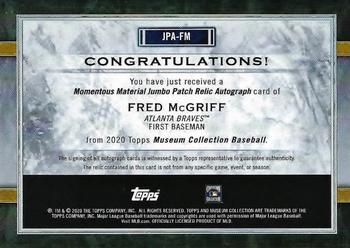 2020 Topps Museum Collection - Momentous Material Jumbo Patch Autographs Gold #JPA-FM Fred McGriff Back