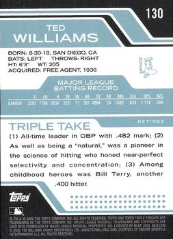 2008 Topps Triple Threads - Sapphire #130 Ted Williams Back