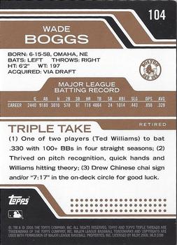 2008 Topps Triple Threads - Sepia #104 Wade Boggs Back