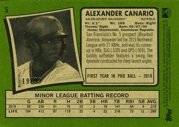 2020 Topps Heritage Minor League - Blue #5 Alexander Canario Back