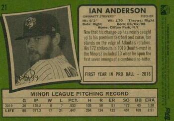 2020 Topps Heritage Minor League - Blue #21 Ian Anderson Back