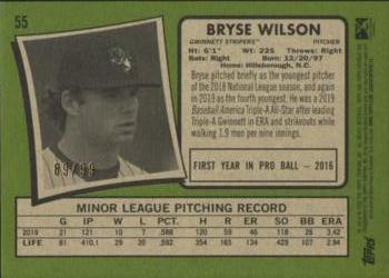 2020 Topps Heritage Minor League - Blue #55 Bryse Wilson Back