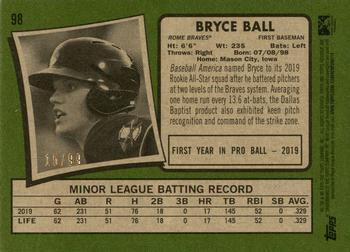 2020 Topps Heritage Minor League - Blue #98 Bryce Ball Back