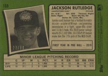 2020 Topps Heritage Minor League - Blue #169 Jackson Rutledge Back