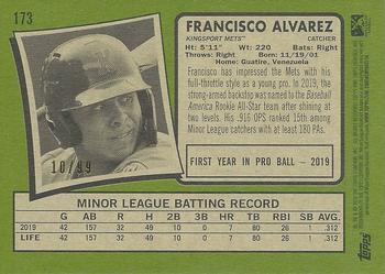 2020 Topps Heritage Minor League - Blue #173 Francisco Alvarez Back