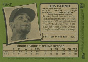 2020 Topps Heritage Minor League - Real One Autographs #ROA-LP Luis Patino Back