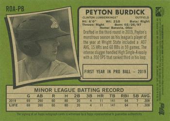 2020 Topps Heritage Minor League - Real One Autographs #ROA-PB Peyton Burdick Back