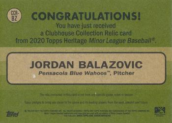 2020 Topps Heritage Minor League - Clubhouse Collection Relics #CCR-BZ Jordan Balazovic Back